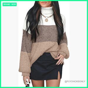 Oversized Turtleneck Sweater Long Sleeve Pullover Plus Size